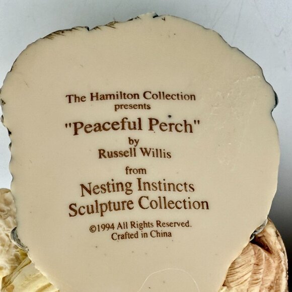 Vtg Hamilton Collection Long-Ear Owl Owlet Figurine Peaceful Perch Realistic 4" - Picture 7 of 10